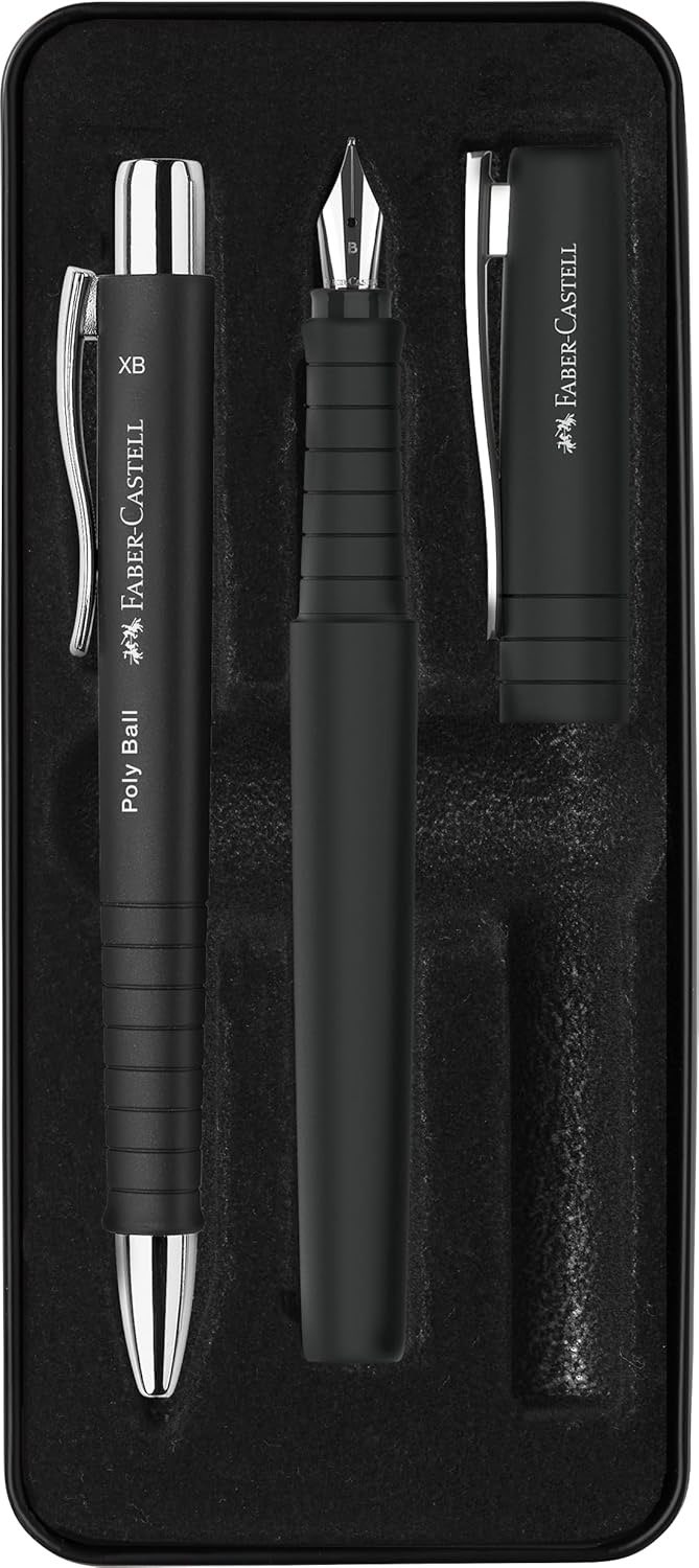 FABER-CASTELL - Schreibset Poly Pen Schwarz, 2-teilig