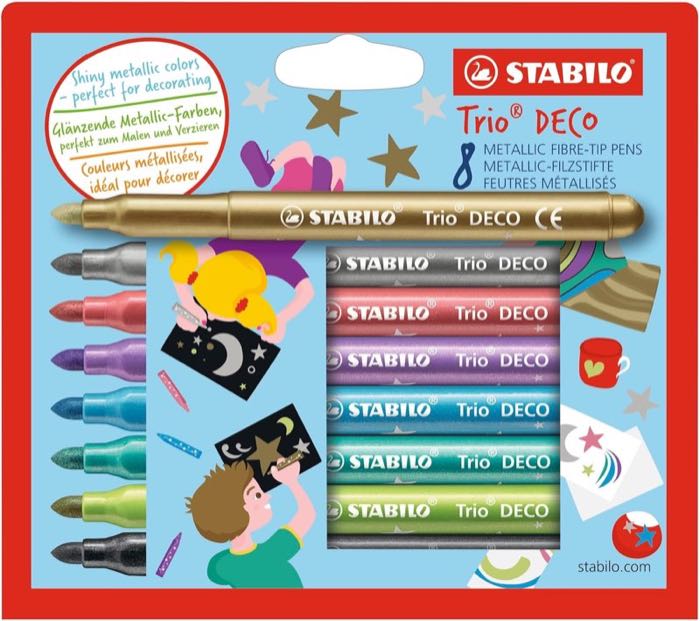 STABILO Trio DECO, 8 Metallic-Filzstifte – Testsieger Glitzerstifte