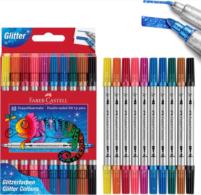 Faber-Castell Glitzer-Filzstifte, 10 Doppelfasermaler