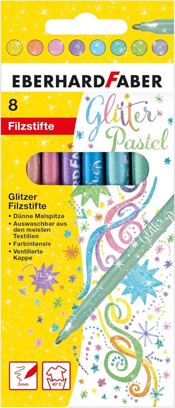 Eberhard Faber Eberhard Faber Glitzer Filzstifte Pastell, 8er