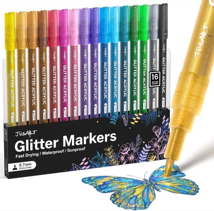 JusArt Glitzerstifte, 16 Farben
