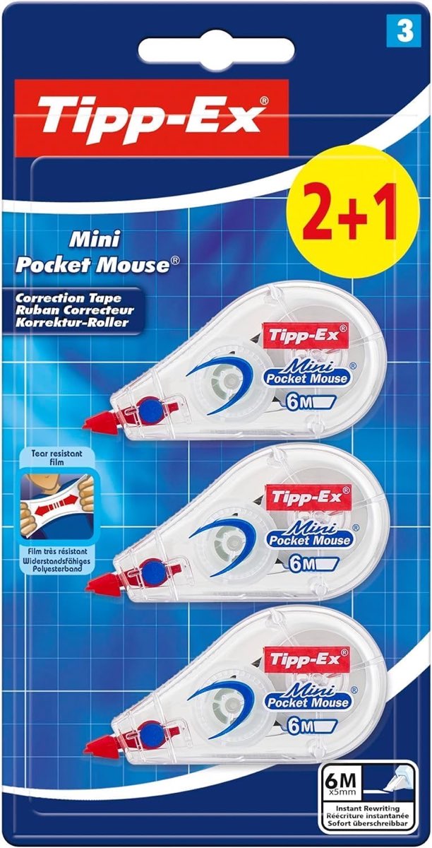 Tipp-Ex Mini Pocket Mouse, 2+1 Stück 6 m x 5 mm