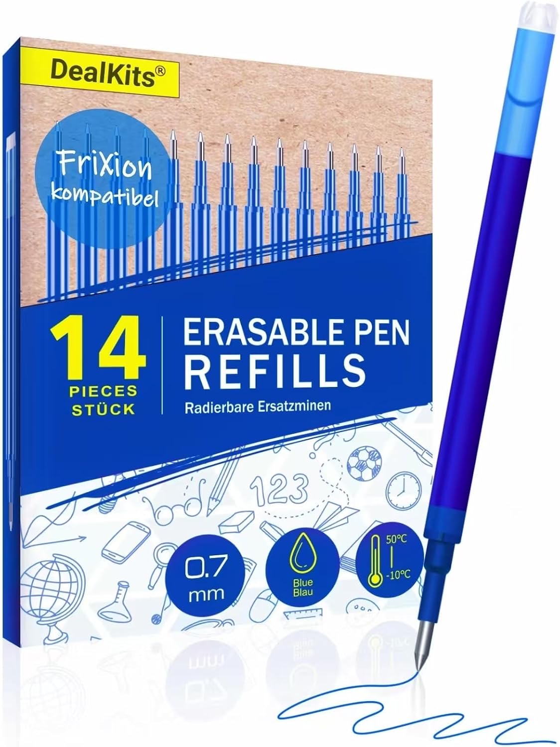 DealKits 14 radierbare Gelminen, 0,7 mm, blau
