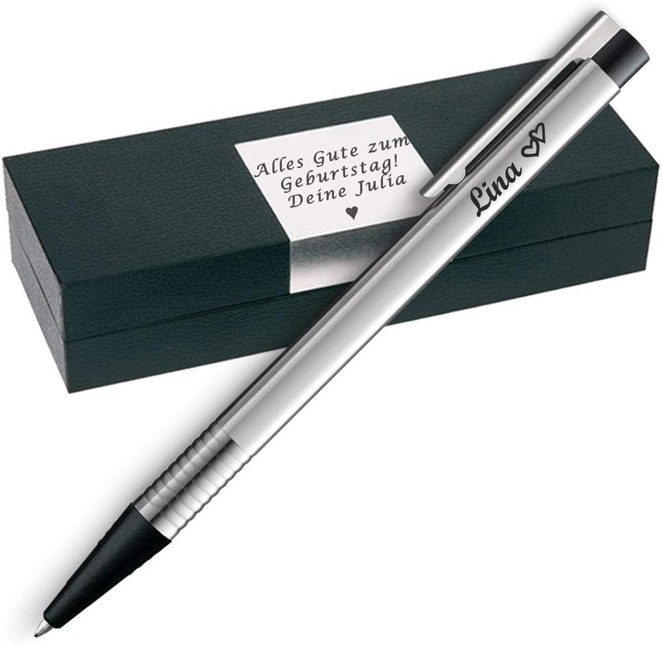 logo silber/schwarz Kugelschreiber 205 mit Gravur inklusive Geschenkverpackung