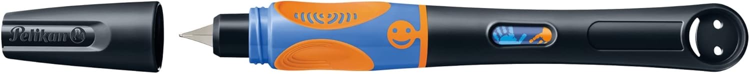 Pelikan griffix Füller Rechtshänder Neon Black – ergonomischer Schreiblernfüller für Kinder, Schulfüller mit Edelstahlfeder & Patrone – Testsieger Pelikan-Füller