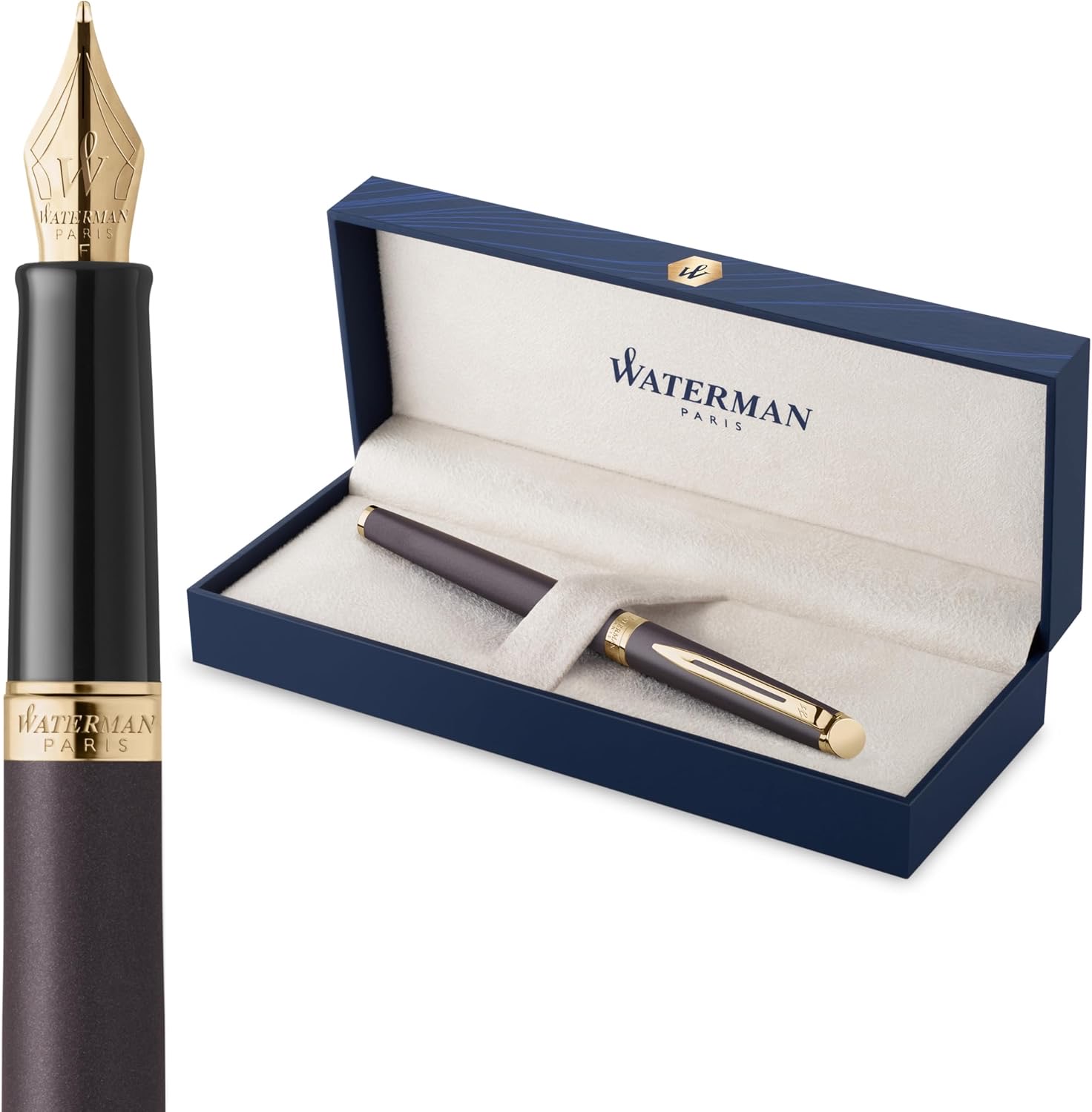 Waterman Hémisphère Füller | The Understated Edit | Lavaschwarz | Füllfederhalter mit mittlerer Edelstahl Feder | Geschenkbox