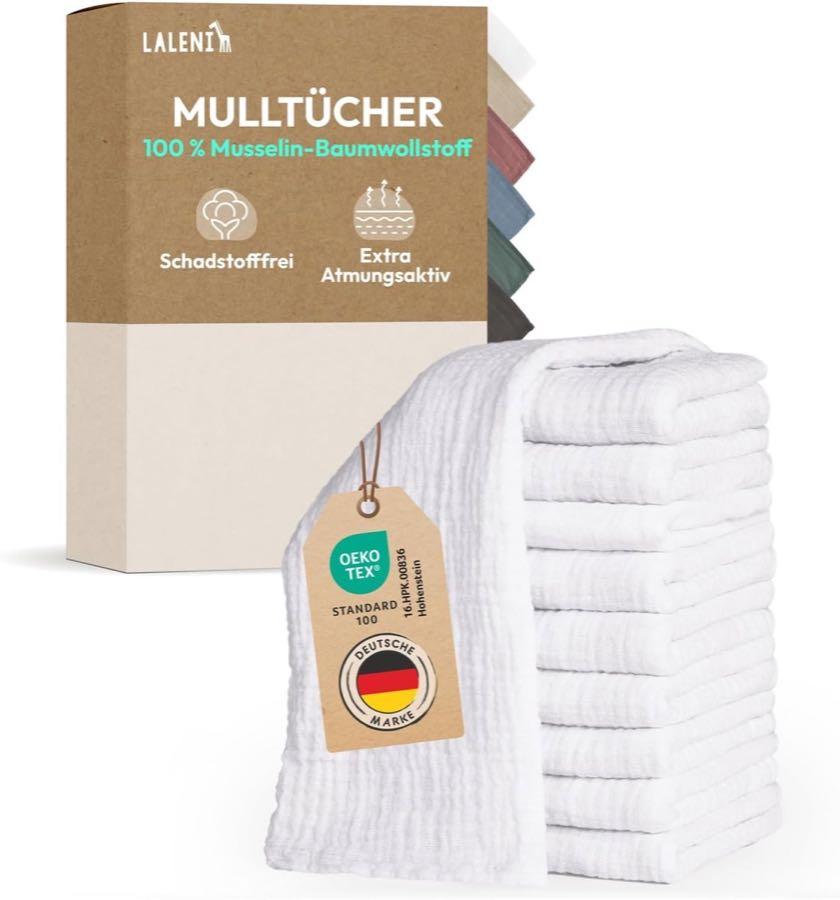 Laleni Mulltücher 10er, 70×70 cm, Weiß