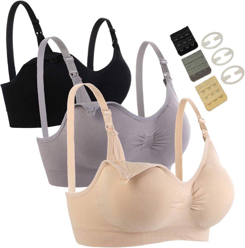 – 3 Pack Schwangerschafts Still BH Nahtloser Still-BH mit zusätzlichen BH-Verlängerungen Stillen und Schlaf Ohne Bügel für Damen