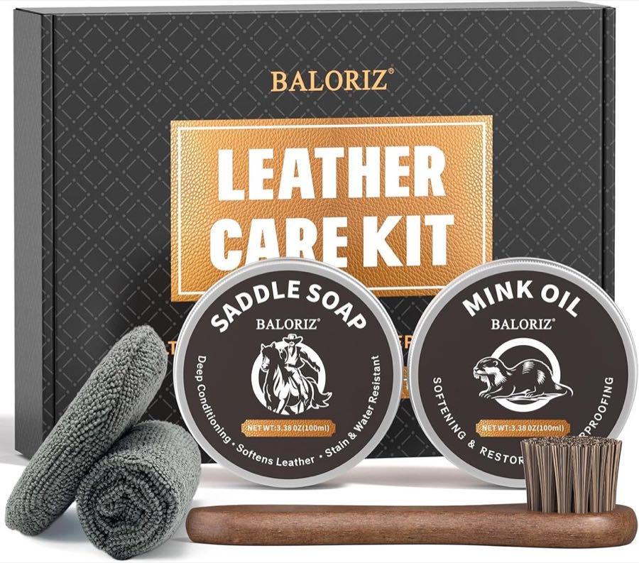 BALORIZ Lederpflege-Set Sattelseife & Minköl