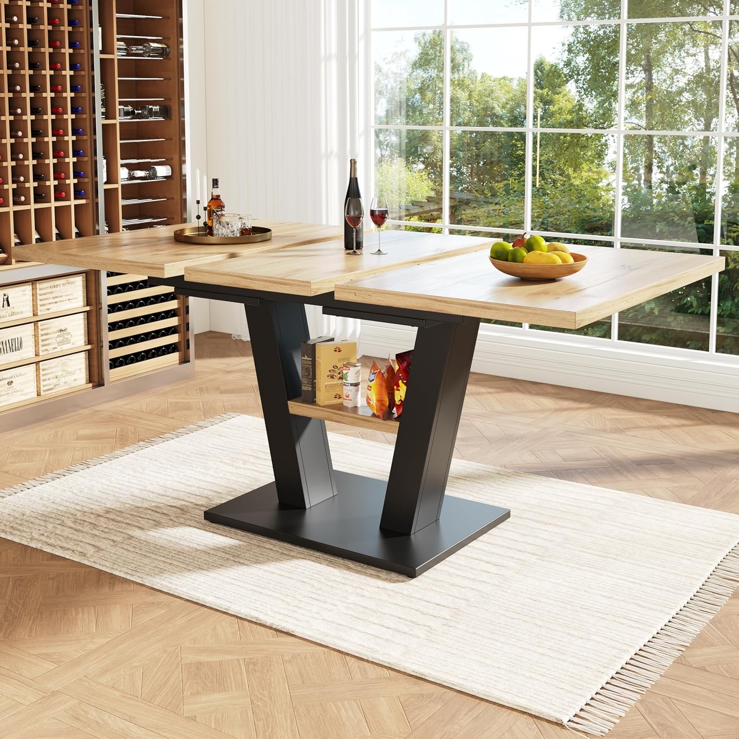 Teleskoptisch, 118–157 × 70 cm, holzfarben