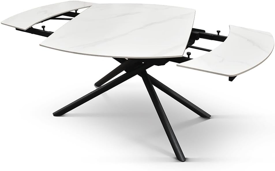 PAZZO DESIGN Aquiles, Keramik weiß, 120–180 cm – Testsieger Esstisch oval