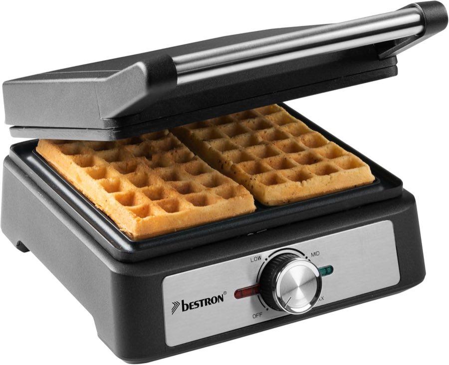 Bestron AWM100BL Brüsseler Doppel-Waffeleisen mattschwarz