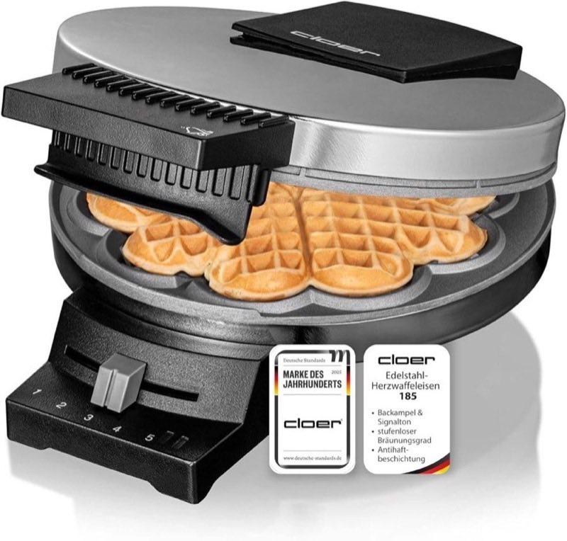 Cloer 185 Herzwaffeleisen Chrom 16 cm