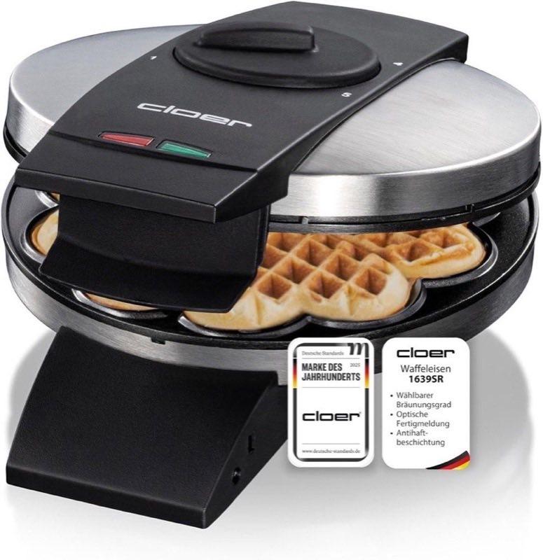 Cloer 1639SR Herzwaffeleisen Edelstahl
