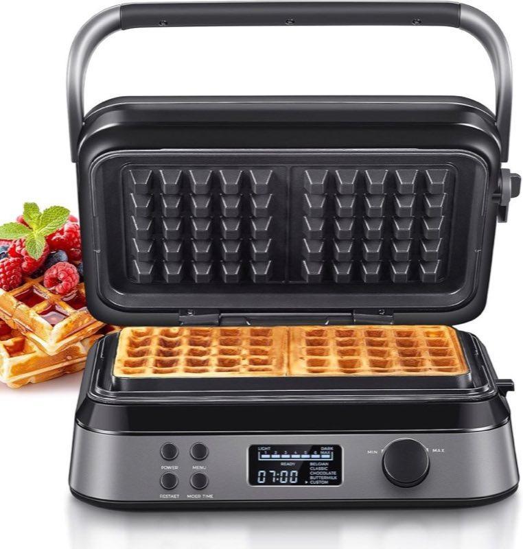 Reemix ST5403TG-GS belgisches Doppel-Waffeleisen LCD