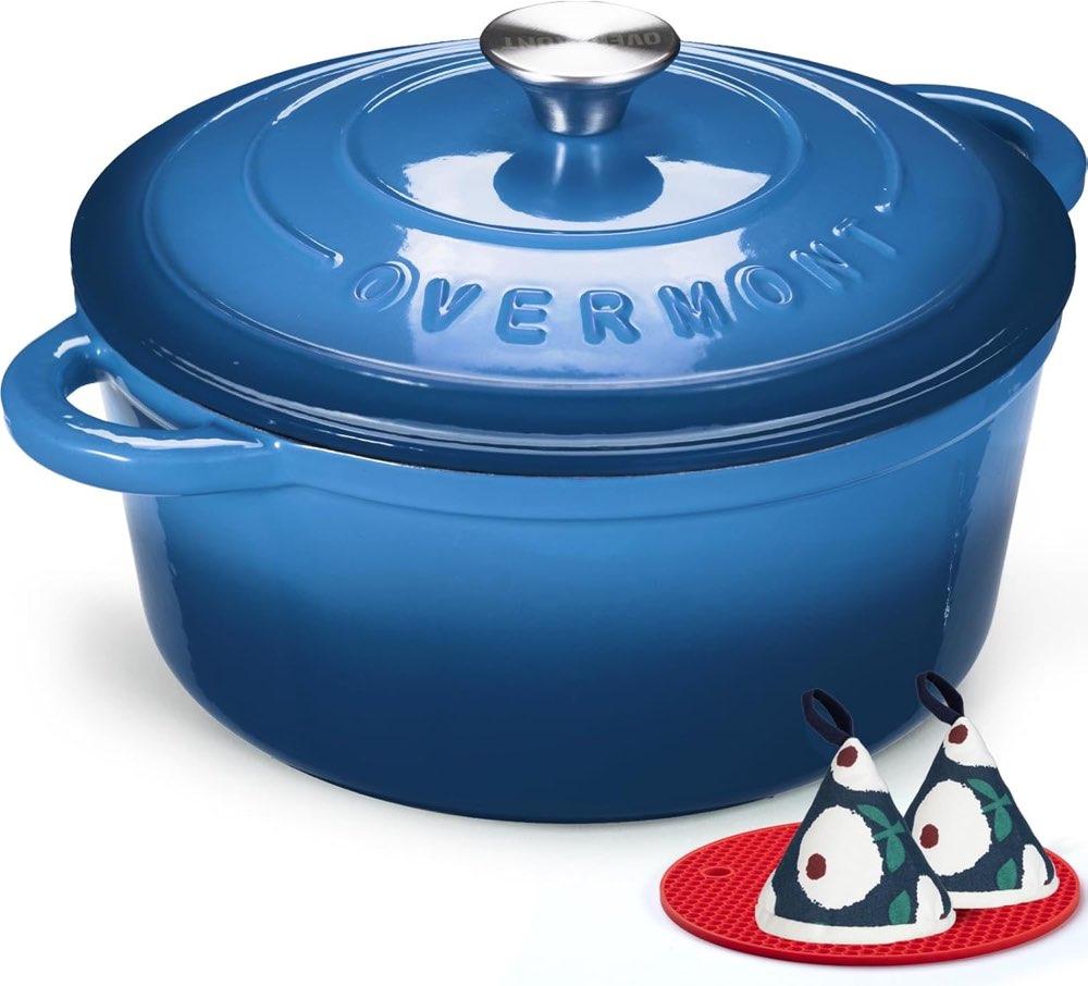 Overmont Bräter Emaille Gusseisen 24 cm Blau