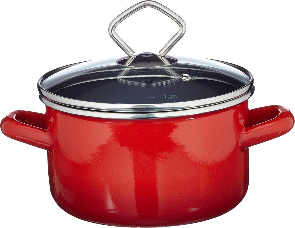 Karl Krüger Emaille-Kochtopf Ø 16 cm Rot