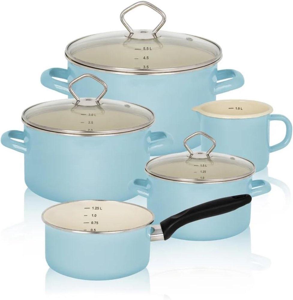 Krüger Emaille-Topfset Sylt 5-teilig Blau