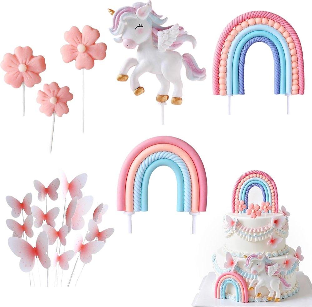 TENGWA 18-teiliges Einhorn Cake-Topper-Set