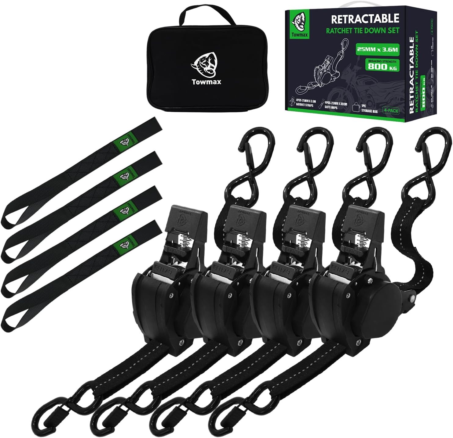 Towmax Automatik 3,6 m schwarz (4er)