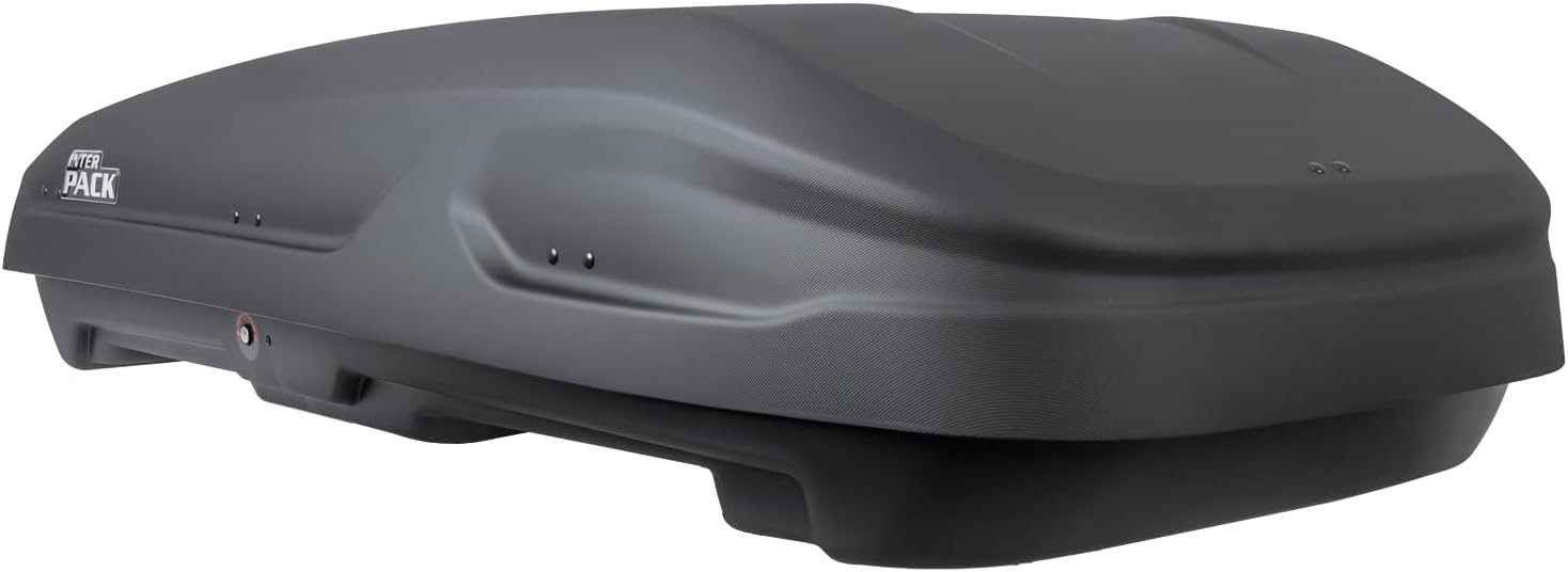 Dachbox Monsun S 400L Mattschwarz, 75 kg Tragkraft beidseitig öffnend, Auto Dachkoffer 165 cm mit Rapid Fit Schnellmontage für Skier