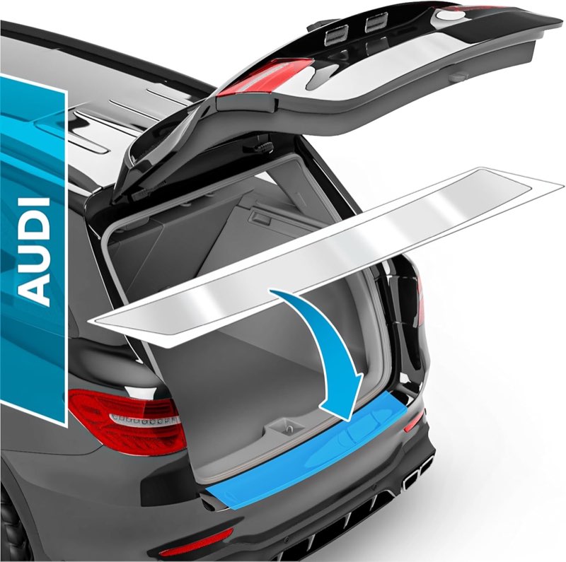 Auto Ladekantenschutz Folie für Audi A4 Avant B9 8W I 2015-2024 - Stoßstangenschutz, Kratzschutz, Lackschutzfolie - Transparent glänzend Selbstklebend