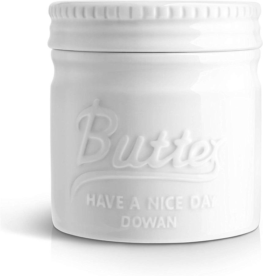 Französische Butterdose – Testsieger DOWAN Französische Butterdose Porzellan Weiß