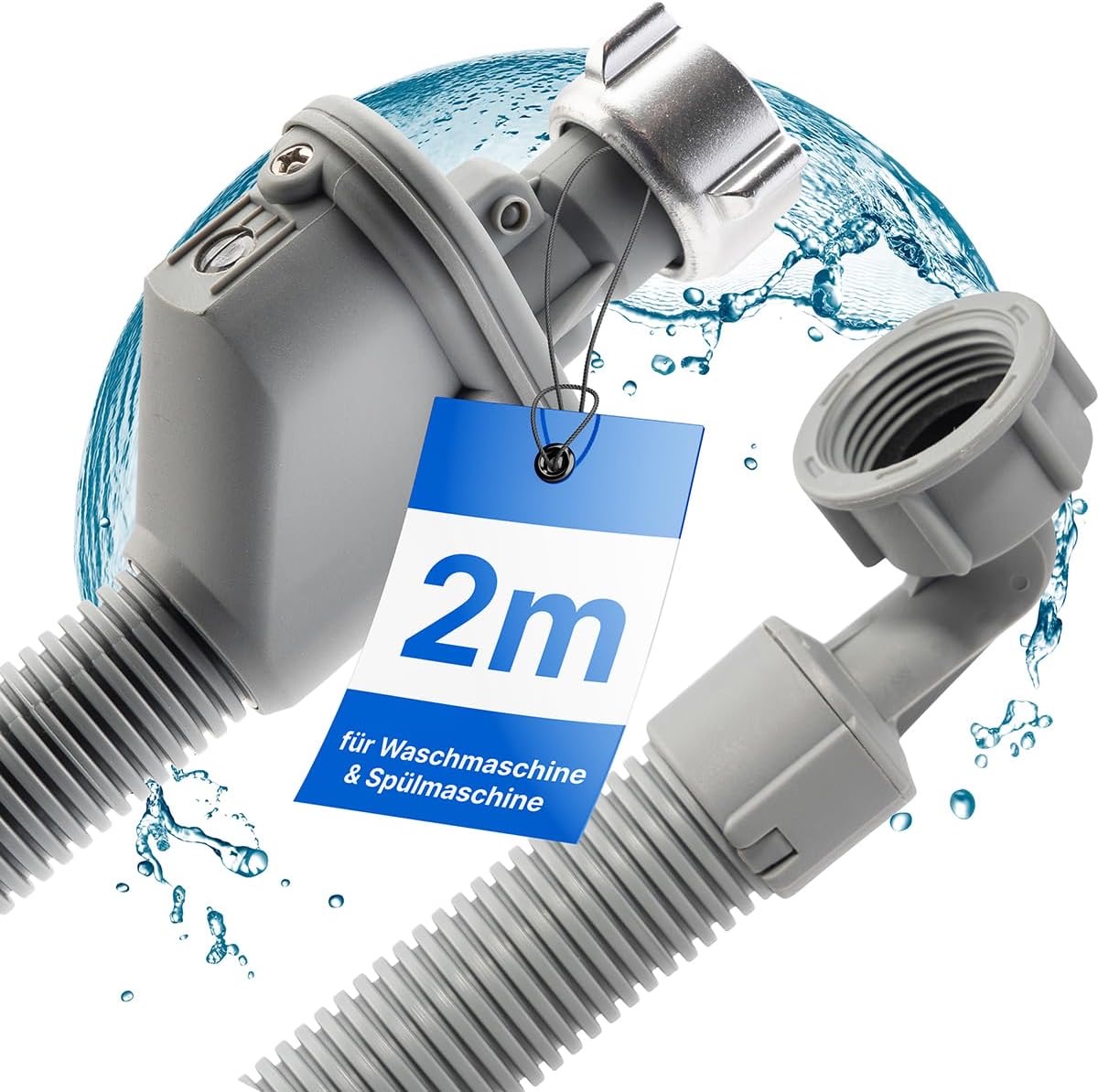 Bomann® Aquastop Wasserschlauch für Geschirrspüler und Waschmaschine | 2M Waschmaschinenschlauch | 3/4 Zoll | Zulaufschlauch Waschmaschine & Spülmaschine mit Wasserstop | Waschmaschinenanschluss 2m