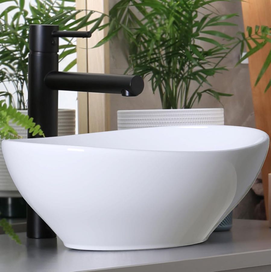 Waschbecken24 Oval 41×33 cm – Testsieger Aufsatzwaschbecken