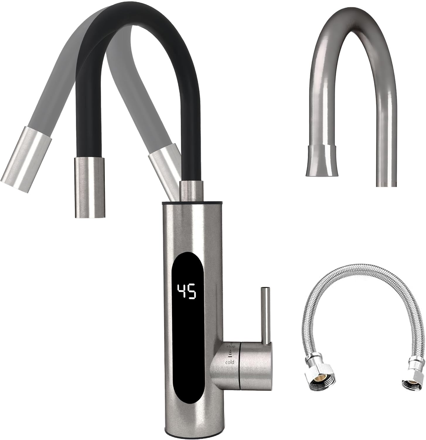 HOGART Elektrischer Wasserhahn Edelstahl, Multi-Head