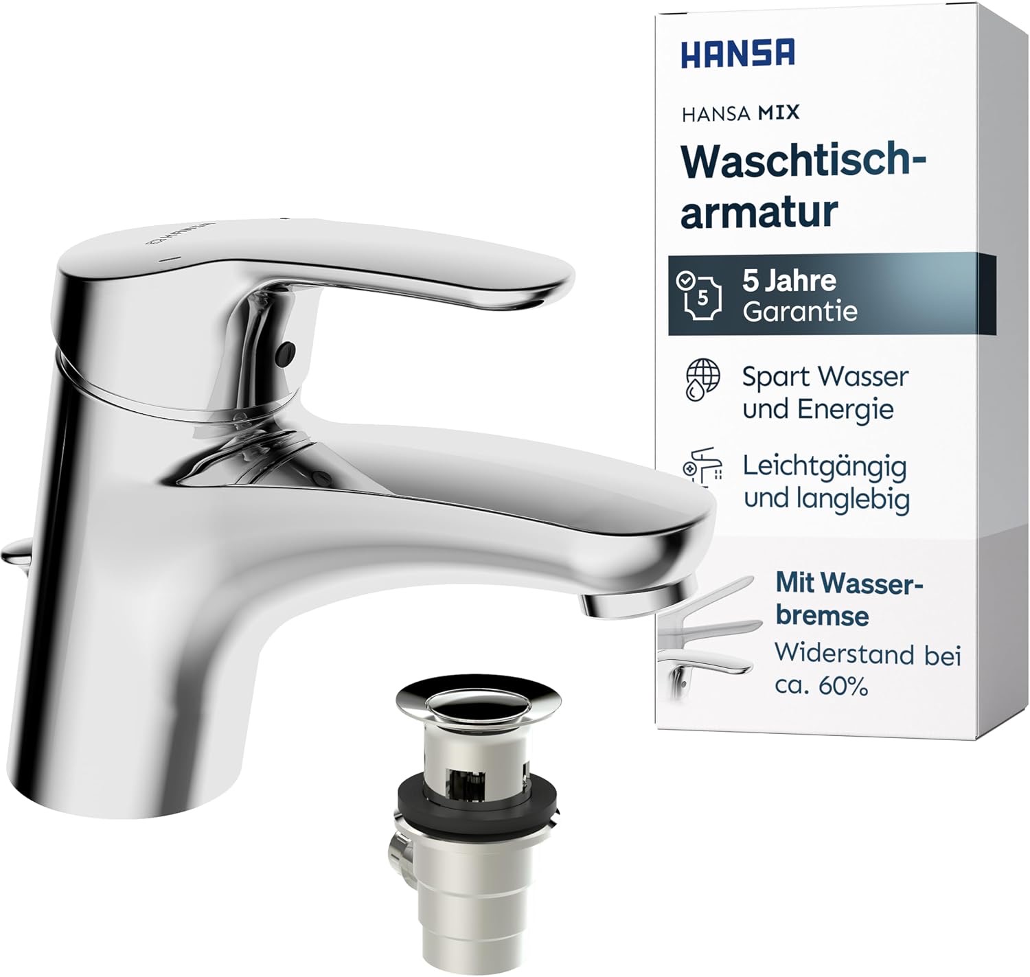 HANSA MIX Waschtischarmatur mit Ablaufgarnitur – Testsieger Hansa-Armatur