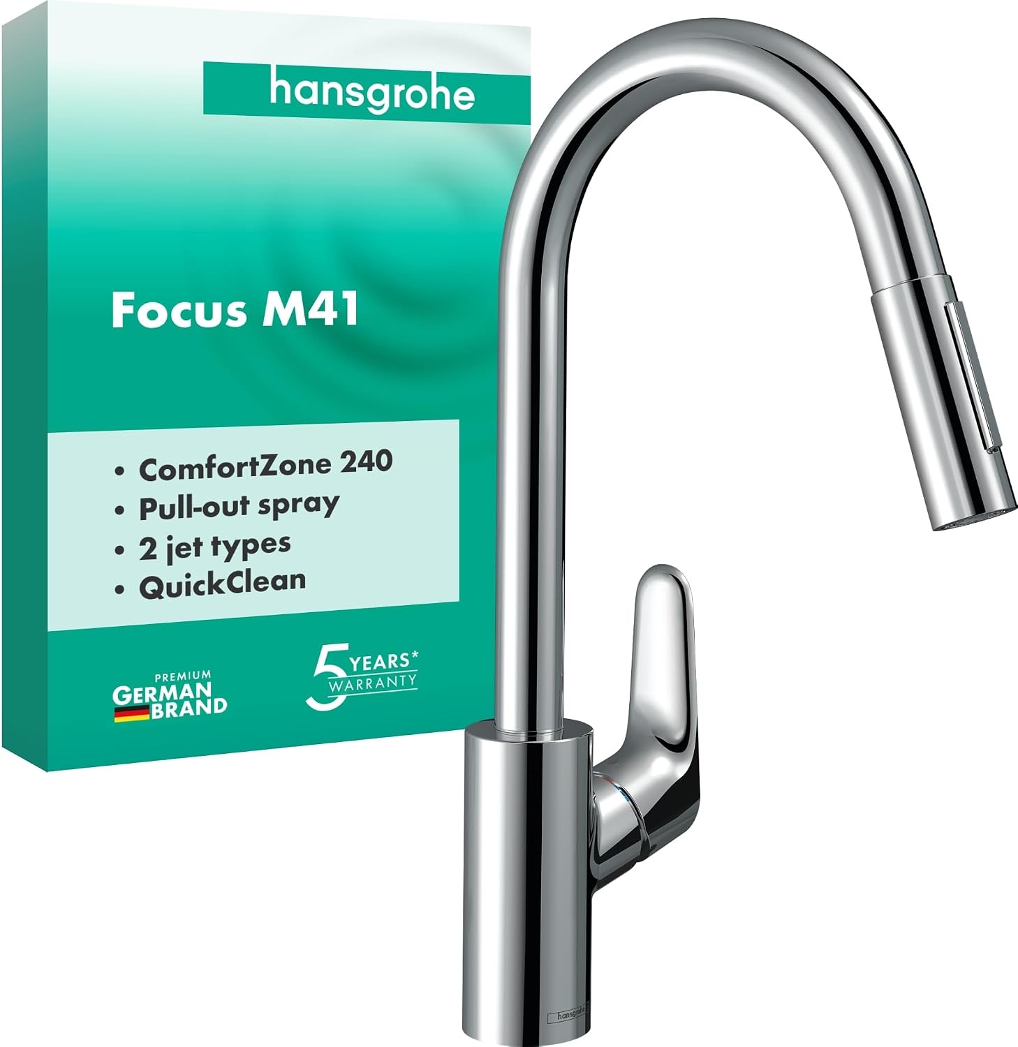 hansgrohe Focus M41 Küchenarmatur mit Ausziehbrause – Testsieger Küchenarmatur ausziehbar