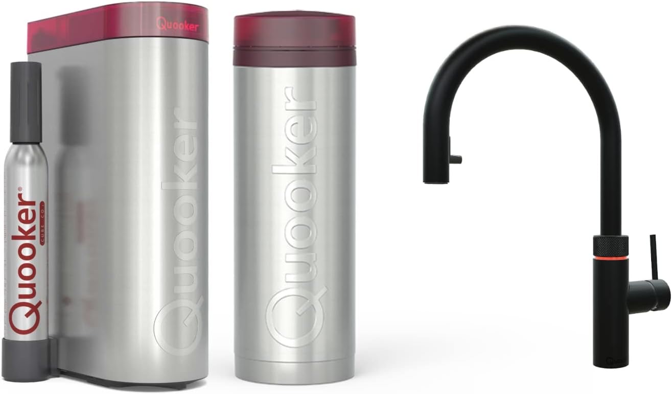 Quooker Flex Reservoirs PRO3 und Cube Sofort-Kochend-Wasserhahn (schwarz) – Testsieger Quooker