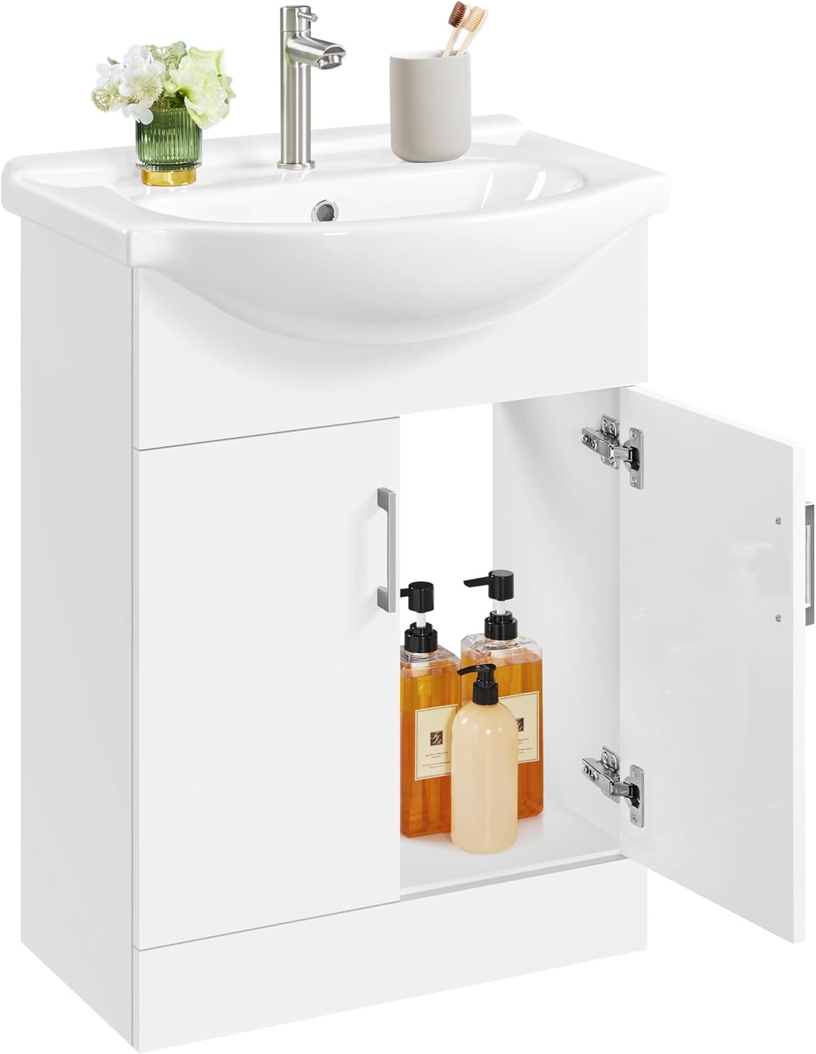 Yaheetech Yaheetech Waschbeckenunterschrank mit Waschbecken, Weiß