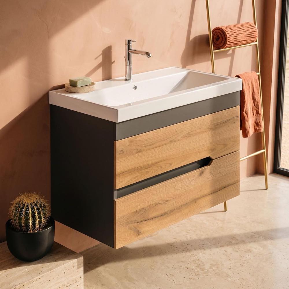 KAREN banyo Marmara 80 Eiche und Anthrazit