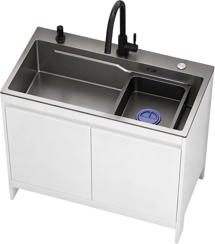 MiaJJooLi Edelstahl-Spültisch freistehend 68 cm