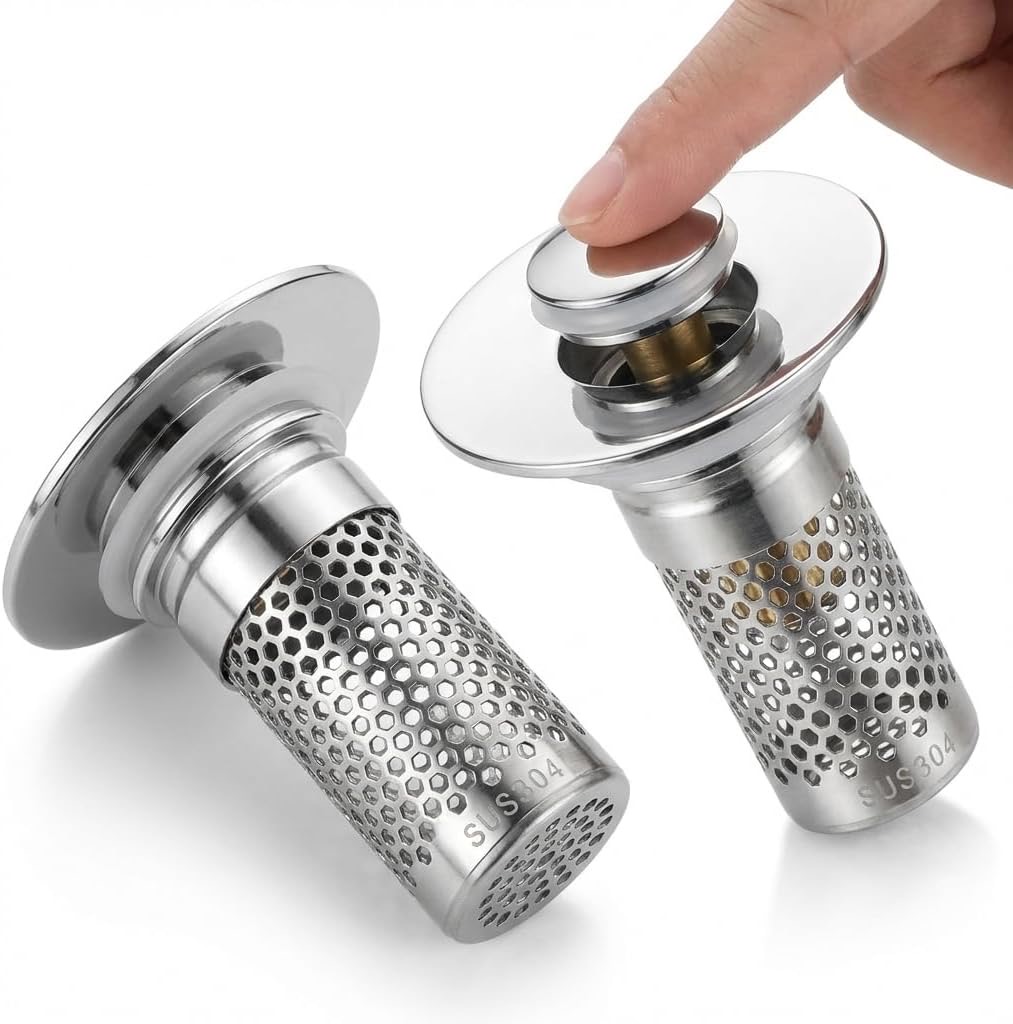 NORDHAVN Universal Abflussstopper Waschbecken 27–41 mm – Pop-Up mit 2 Silikonringen und Haarfänger