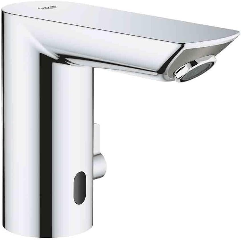 GROHE Bau Cosmopolitan E, Infrarot-Elektronik Armatur für den Waschtisch (wasser- und energiesparender Wasserhahn, berühungslose Waschtischarmatur für das Bad, hygienisch im Gäste WC) chrom, 36453000