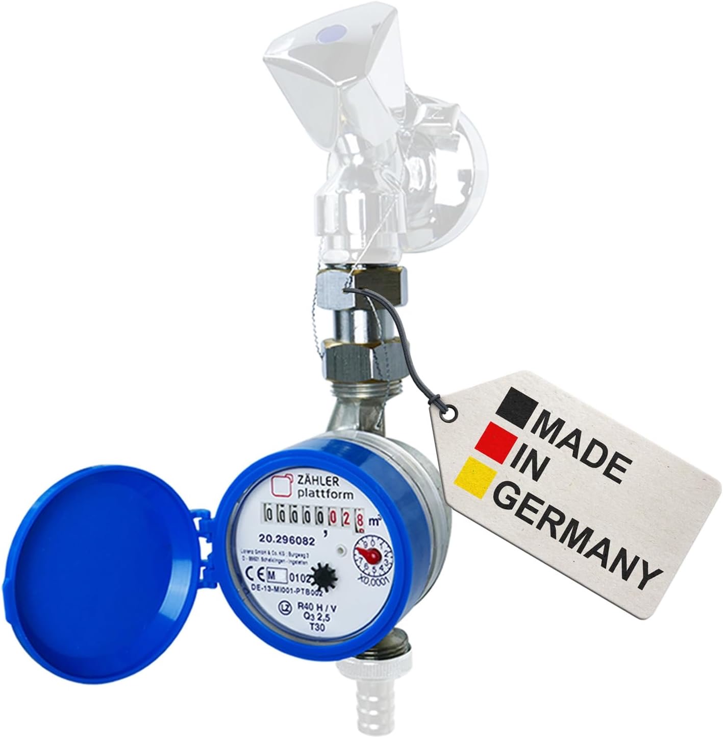 Wasserzähler Garten geeicht 2026 Wasseruhr MADE IN GERMANY Gartenwasserzähler Zapfhahn Qn 1,5 BL 110 mm 3/4 Zoll