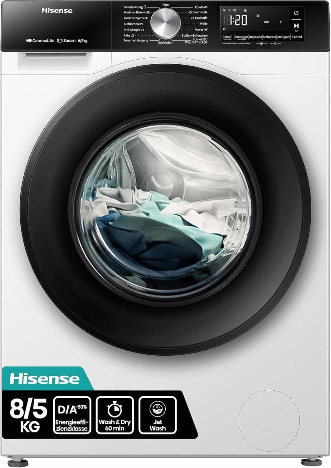 Waschtrockner 8 kg – Testsieger Hisense WD3S8043BW3 8 kg