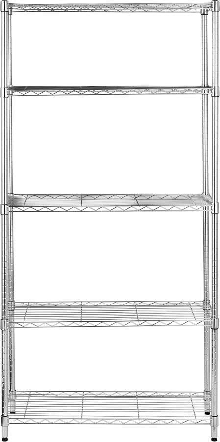 Metallregal – Testsieger Amazon Basics Chromdraht 5 Böden 36×91×183 cm