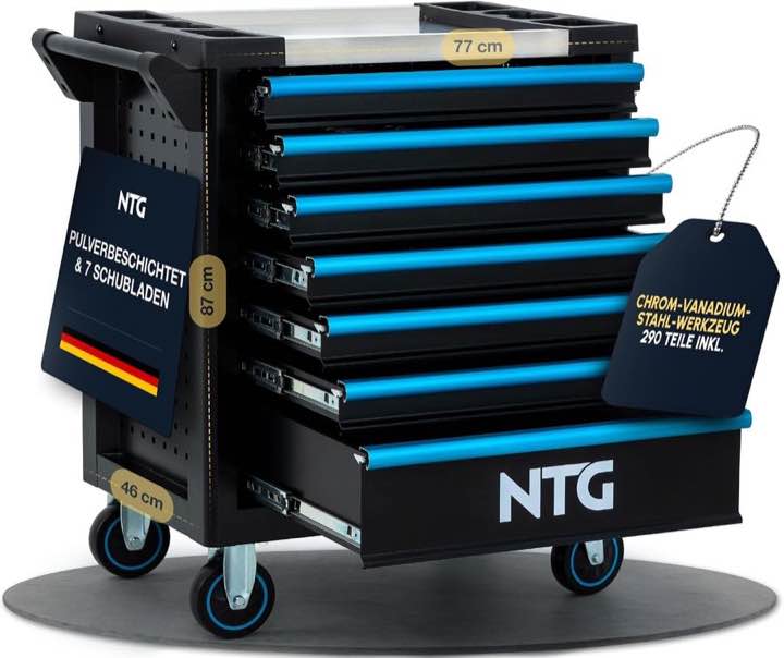 NTG Werkzeugwagen 290-teilig WZW.7290 – Testsieger im Gefüllte Werkzeugwagen-Vergleich