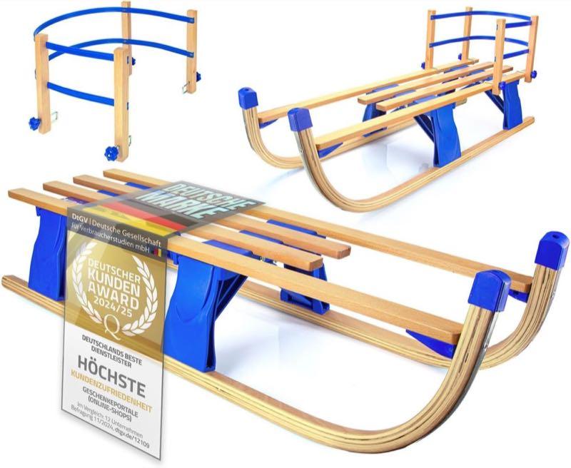 Alpenflitzer Alpenflitzer Holzschlitten klappbar 110 cm mit Rückenlehne