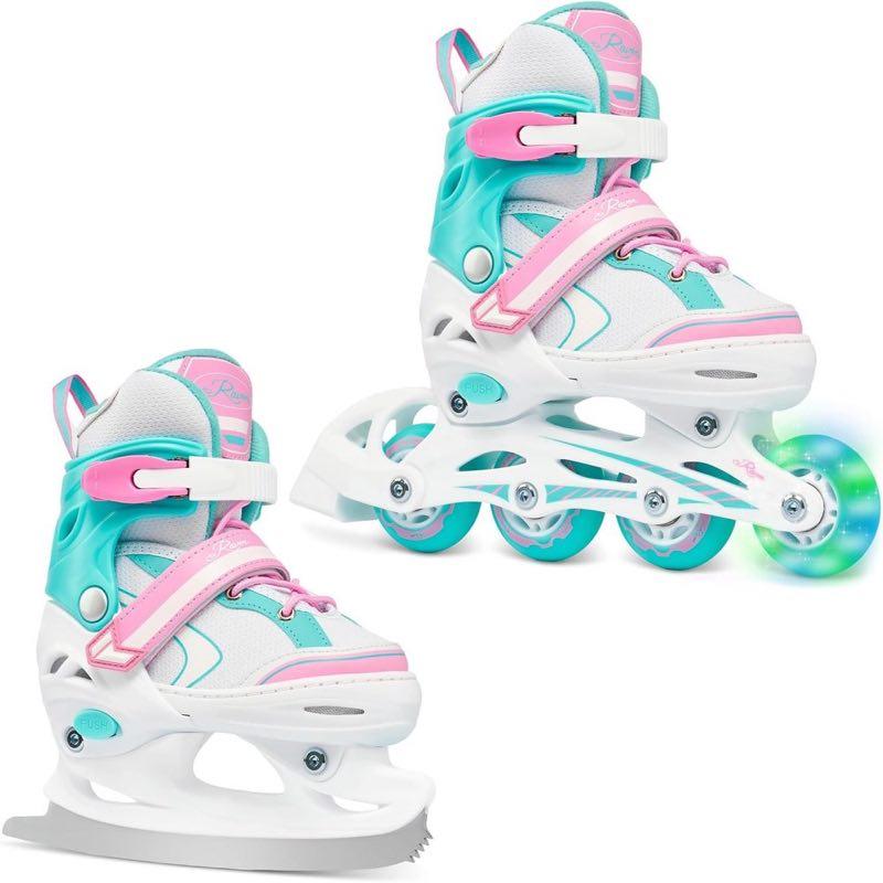 RAVEN RAVEN 2-in-1 Schlittschuhe, Kinder, LED, Farbe Caramell, verstellbar