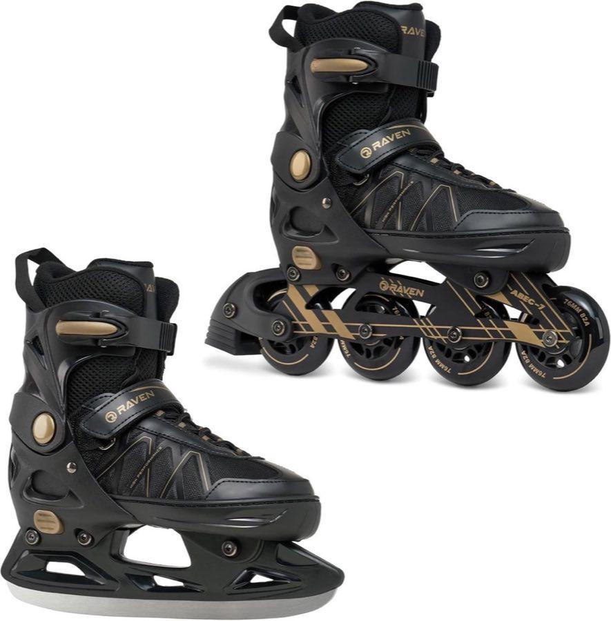 RAVEN Expert 2-in-1 Schlittschuhe, schwarz, verstellbar