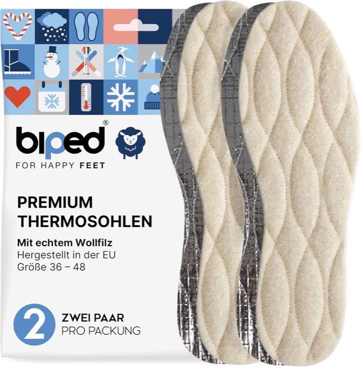 biped biped Winter-Einlegesohlen Lammwolle mit Aluminium, Größe 42