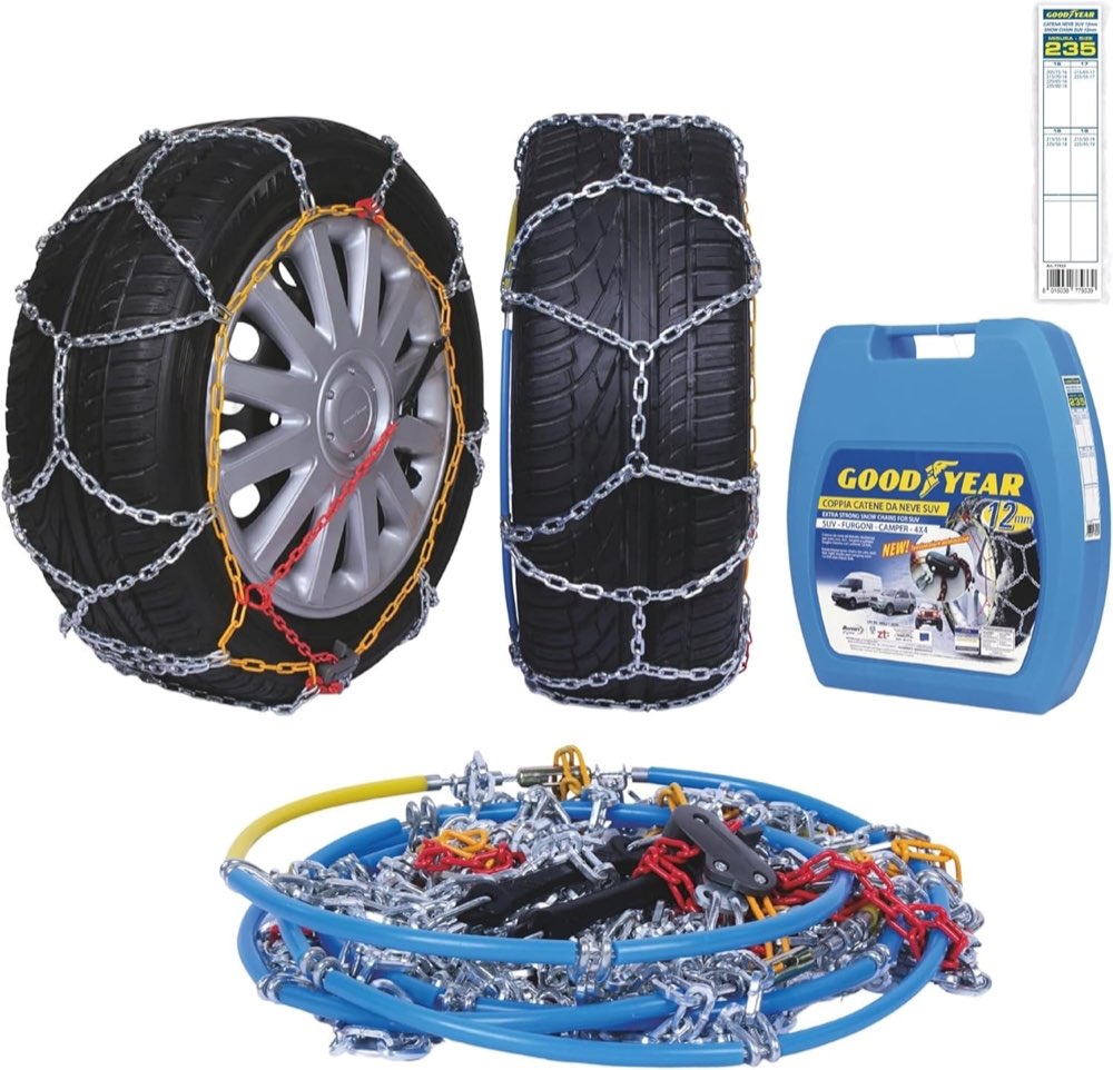 Goodyear 77933 Schneeketten 12 mm für SUV, Lieferwagen und Wohnmobil mit Selbstspannsystem, Größe 235