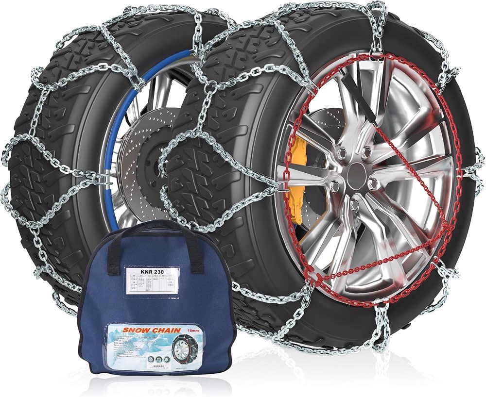 Schneeketten für Reifen 225/60 R16, SUV/4×4 (16MM), 1 Paar, Schnellmontage für professionellen Gebrauch und Lieferwagen, Wohnmobile, Nutzfahrzeuge, Allradfahrzeuge