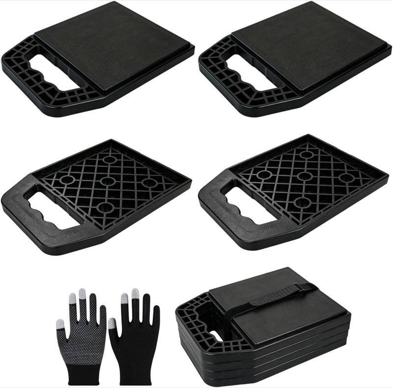HDPE-Unterlegplatten 4er-Set mit Griff und Band