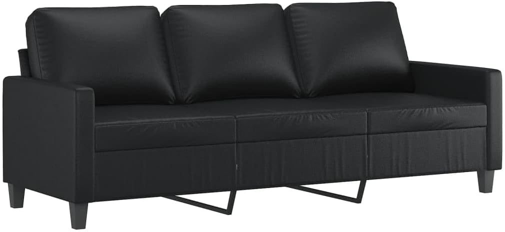 vidaXL 3-Sitzer-Sofa Schwarz 180 cm Kunstleder